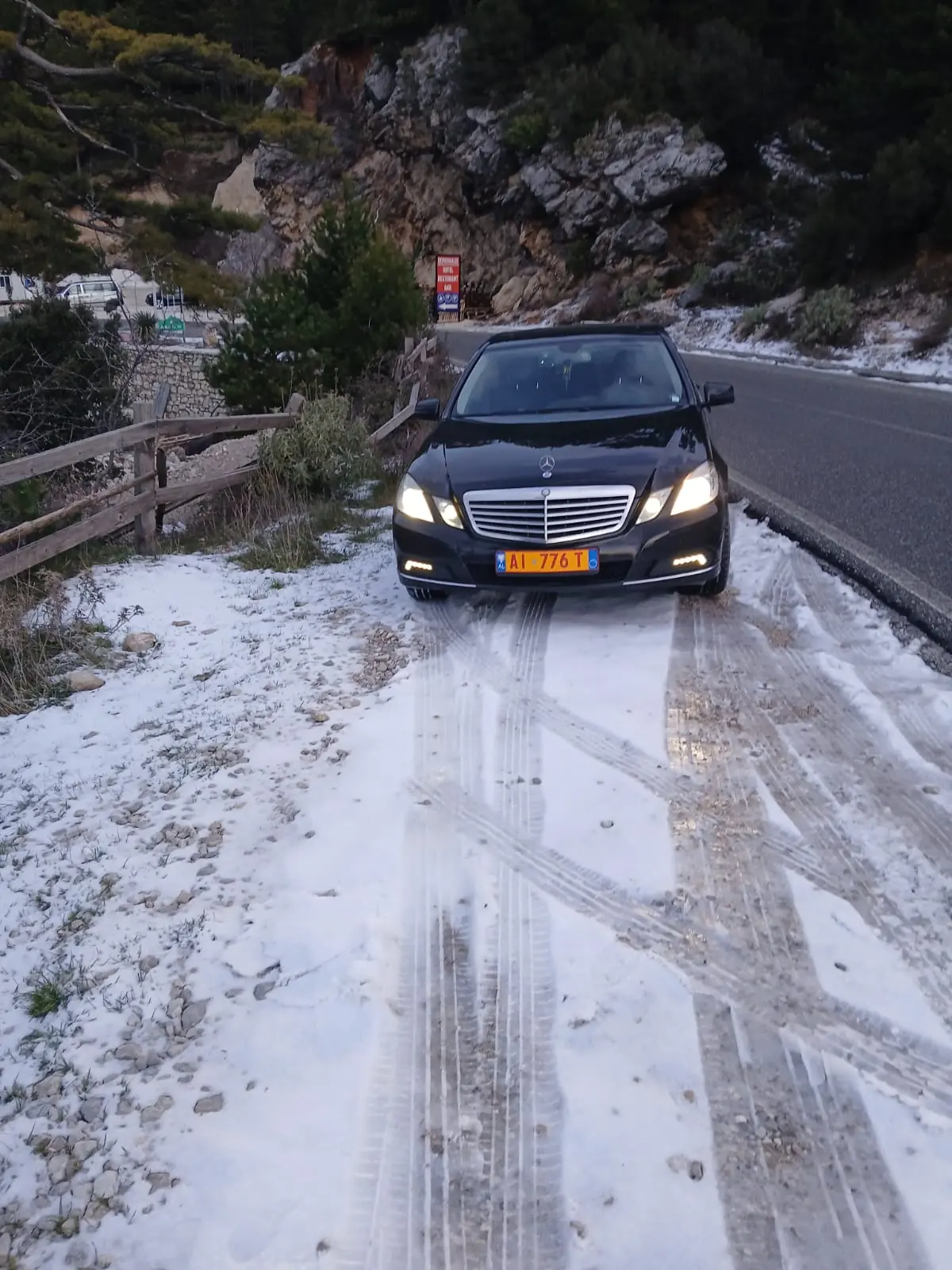 The coast road descending from the Llogara Pass towards the Albanian Riviera